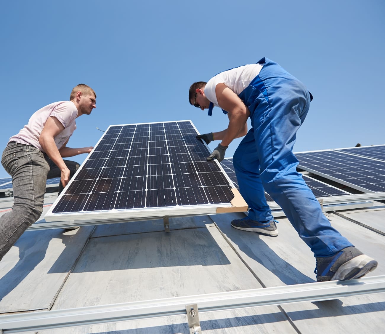 worker working with solar installation